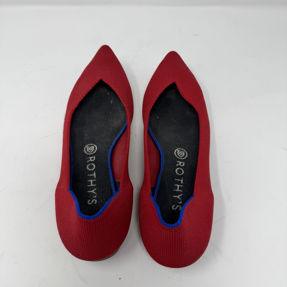 Rothy's The Point Flat Shoe Red Sustainable Knit Women Size 10 - Picture 11 of 13